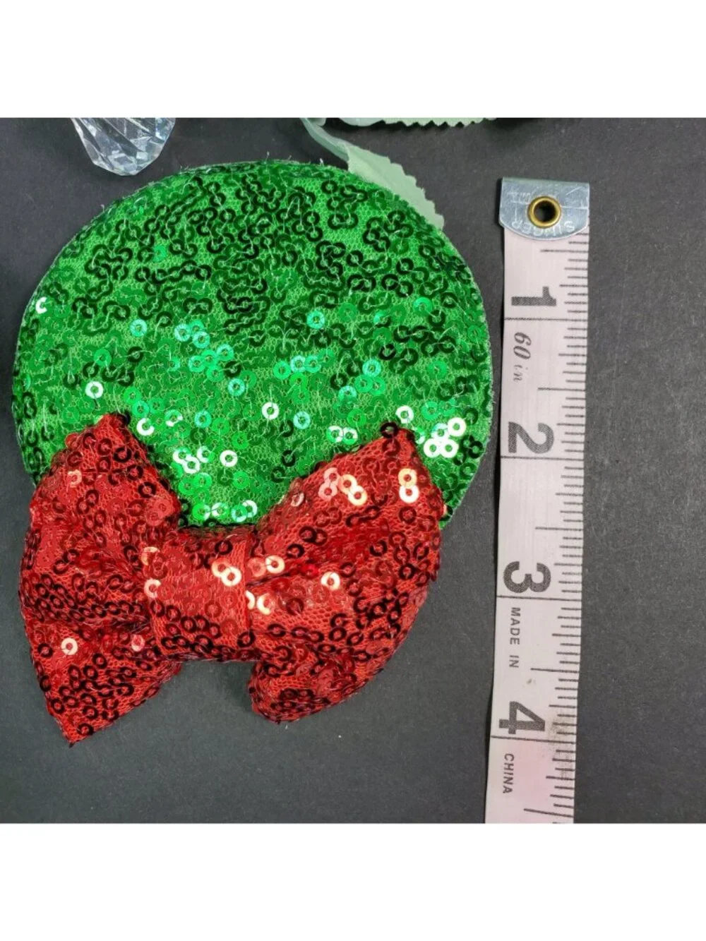 Minnie Mouse Ears Barretts Christmas Sequins Red Hair Bow Clips Hair Accessories